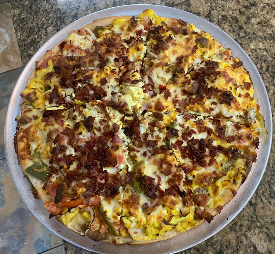 Meat topped pizza